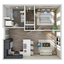 1 Bed 1 Bath w Den 7A-7B floor plan